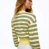 Chaqueta de cuello redondo a rayas con botones