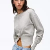 Chaqueta de cuello redondo a rayas con botones – Jerseis y cárdigans Chaqueta de cuello redondo a rayas con botones – Jerseis y cárdigans