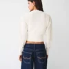 Chaqueta de cuello redondo a rayas con botones – Jerseis y cárdigans