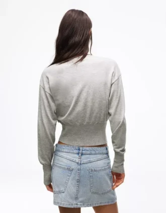 Chaqueta de cuello redondo a rayas con botones – Jerseis y cárdigans Chaqueta de cuello redondo a rayas con botones – Jerseis y cárdigans