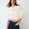Chaqueta de cuello redondo a rayas con botones – Jerseis y cárdigans