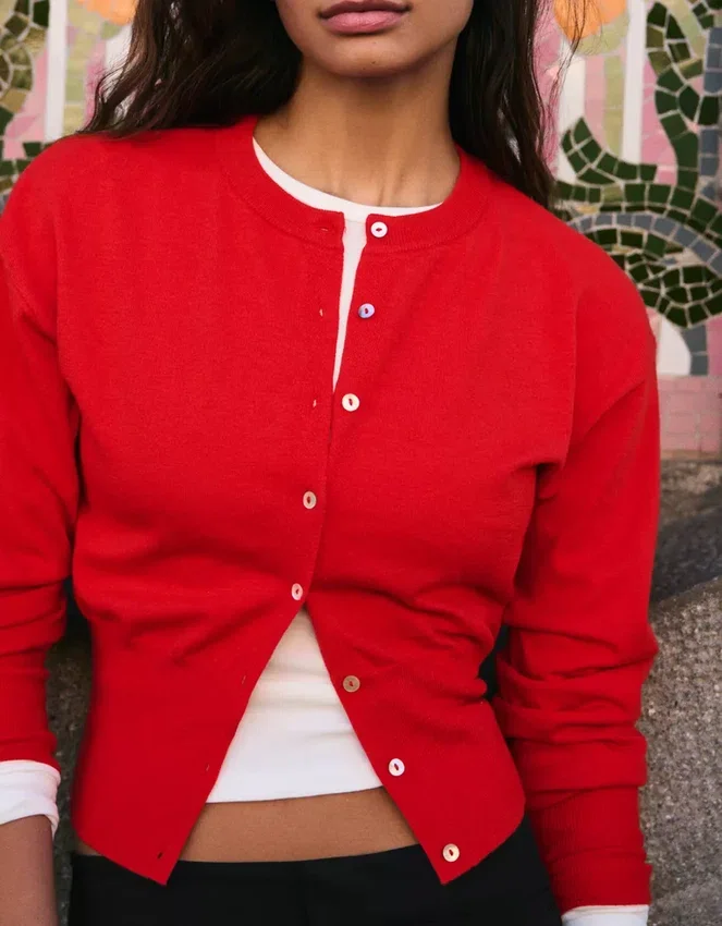 Chaqueta de cuello redondo a rayas con botones – Jerseis y cárdigans Chaqueta de cuello redondo a rayas con botones – Jerseis y cárdigans