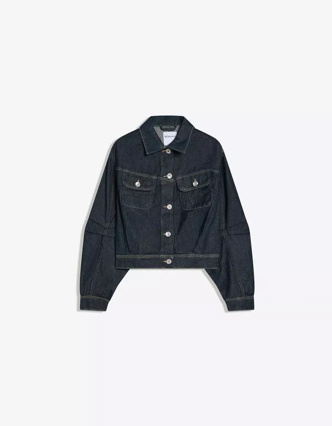 Chaqueta de Denim corta con efecto globo – Chaquetas y gabardinas Chaqueta de Denim corta con efecto globo – Chaquetas y gabardinas