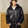 Chaqueta de Faux Leather con capucha – Chaquetas Chaqueta de Faux Leather con capucha – Chaquetas
