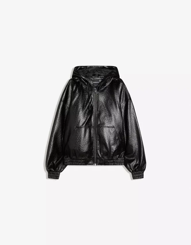 Chaqueta de Faux Leather con capucha – Chaquetas Chaqueta de Faux Leather con capucha – Chaquetas