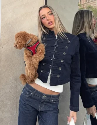 Chaqueta Denim con botones en la parte delantera – #Bershkastyle – Mujer