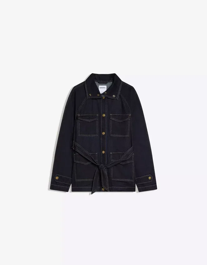 Chaqueta Denim con cinturón Chaqueta Denim con cinturón