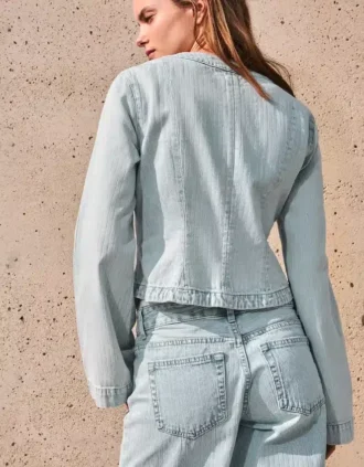Chaqueta Denim con peplum a rayas – Chaquetas y gabardinas