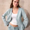 Chaqueta Denim con peplum a rayas – Chaquetas y gabardinas