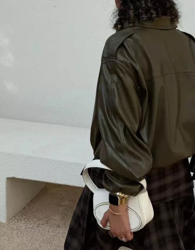 Chaqueta holgada de Faux Leather Chaqueta holgada de Faux Leather