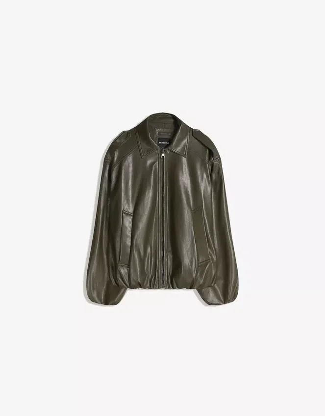 Chaqueta holgada de Faux Leather Chaqueta holgada de Faux Leather