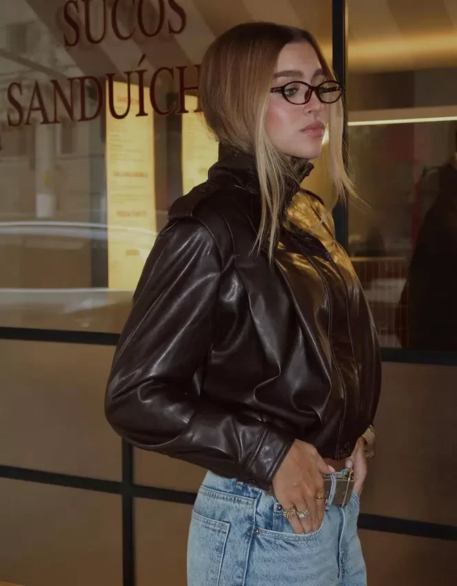Chaqueta plisada de Faux Leather Chaqueta plisada de Faux Leather