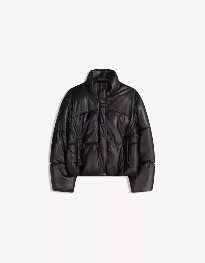 Chaqueta Puffer con efecto de cuero – Chaquetas y gabardinas Chaqueta Puffer con efecto de cuero – Chaquetas y gabardinas