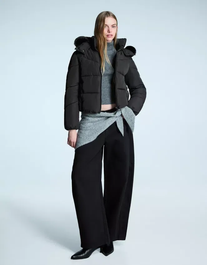 Chaqueta Puffer repelente al agua con capucha de pelo – Chaquetas y gabardinas Chaqueta Puffer repelente al agua con capucha de pelo – Chaquetas y gabardinas