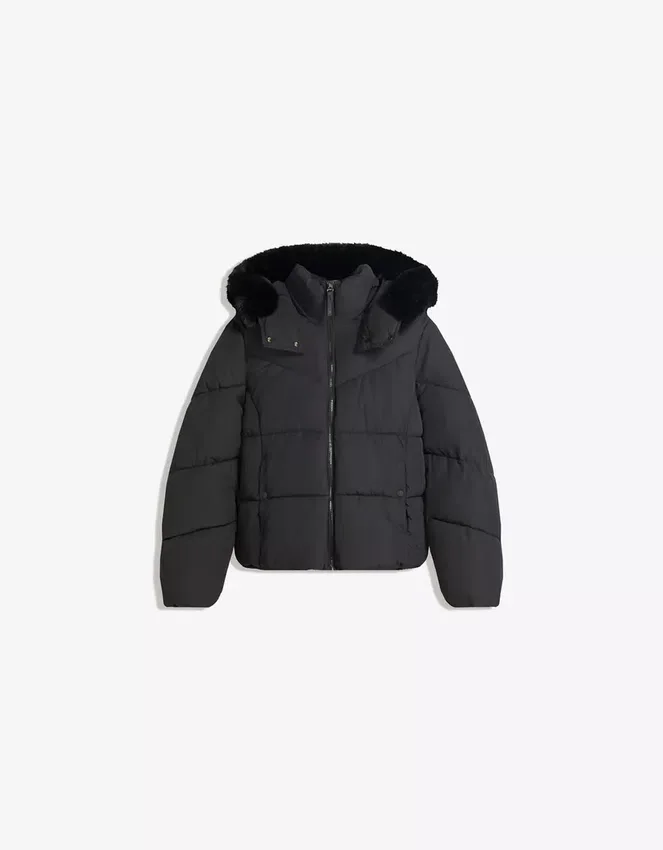 Chaqueta Puffer repelente al agua con capucha de pelo – Chaquetas y gabardinas Chaqueta Puffer repelente al agua con capucha de pelo – Chaquetas y gabardinas