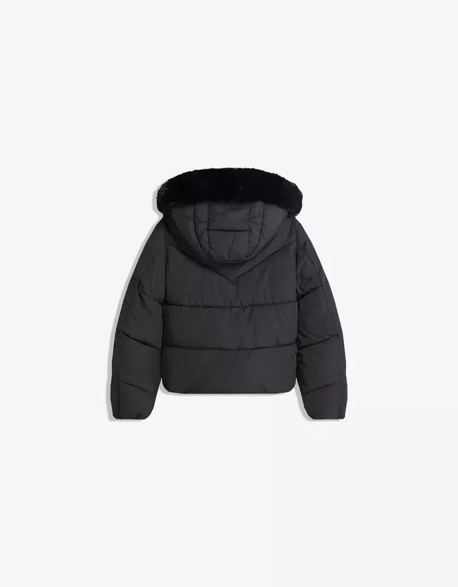 Chaqueta Puffer repelente al agua con capucha de pelo – Chaquetas y gabardinas Chaqueta Puffer repelente al agua con capucha de pelo – Chaquetas y gabardinas
