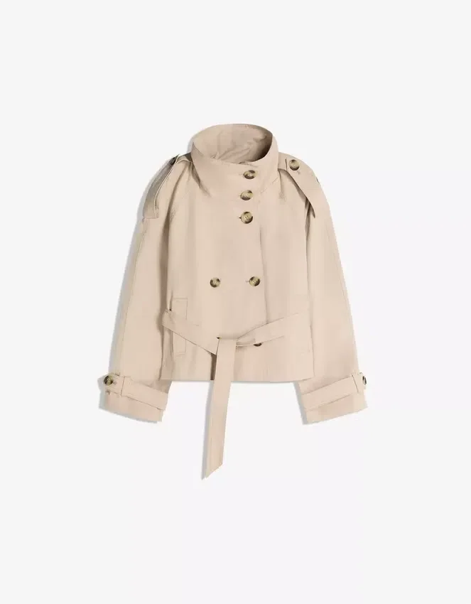 Chaqueta trench con cuello de embudo Chaqueta trench con cuello de embudo