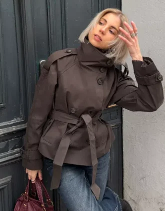 Chaqueta trench con cuello de embudo – Chaquetas y trench – Mujer
