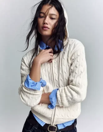 Cárdigan con cremallera de punto trenzado – Jerseis y cárdigans Cárdigan con cremallera de punto trenzado – Jerseis y cárdigans
