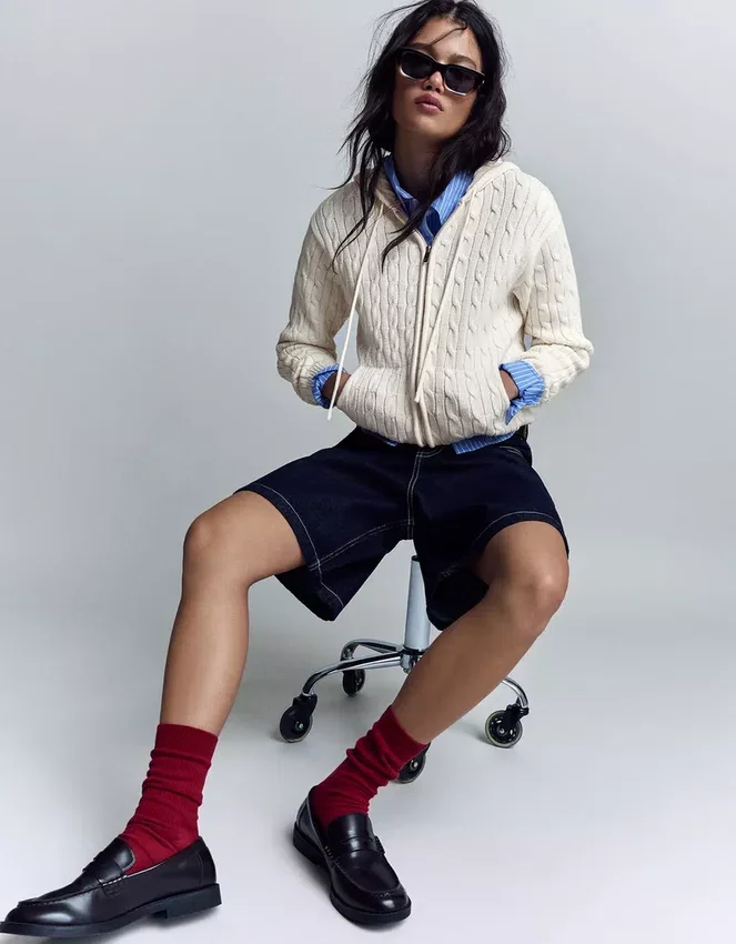 Cárdigan con cremallera de punto trenzado – Jerseis y cárdigans Cárdigan con cremallera de punto trenzado – Jerseis y cárdigans