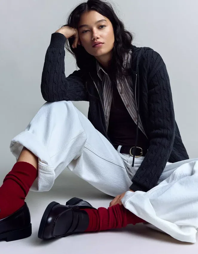 Cárdigan con cremallera de punto trenzado – Jerseis y cárdigans Cárdigan con cremallera de punto trenzado – Jerseis y cárdigans