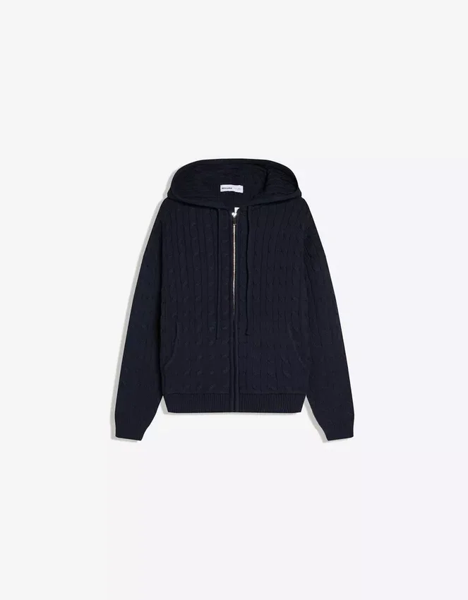 Cárdigan con cremallera de punto trenzado – Jerseis y cárdigans Cárdigan con cremallera de punto trenzado – Jerseis y cárdigans