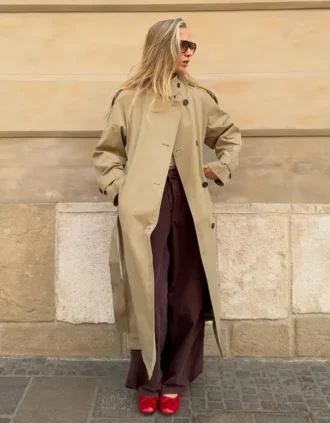 Gabardina larga con cinturón