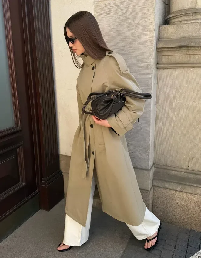 Gabardina larga con cinturón – Chaquetas y abrigos Gabardina larga con cinturón – Chaquetas y abrigos