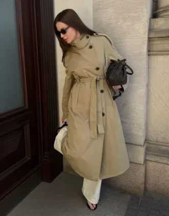 Gabardina larga con cinturón – Chaquetas y abrigos