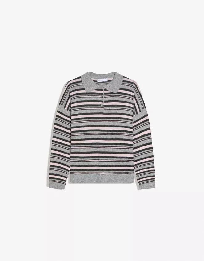 Jersey de cuello polo a rayas Jersey de cuello polo a rayas