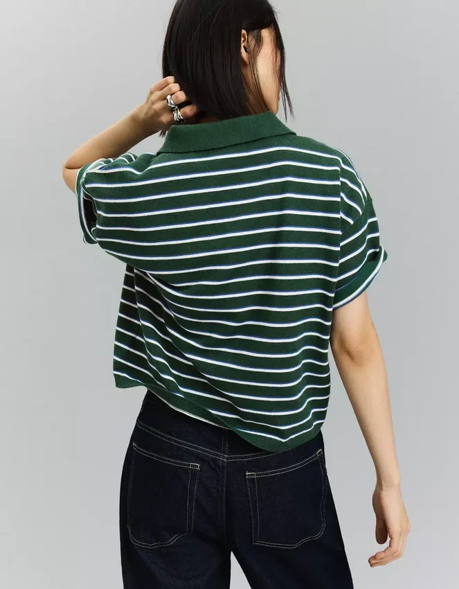 Jersey de cuello polo a rayas – Tops y bodies Jersey de cuello polo a rayas – Tops y bodies