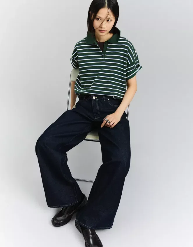 Jersey de cuello polo a rayas – Tops y bodies Jersey de cuello polo a rayas – Tops y bodies