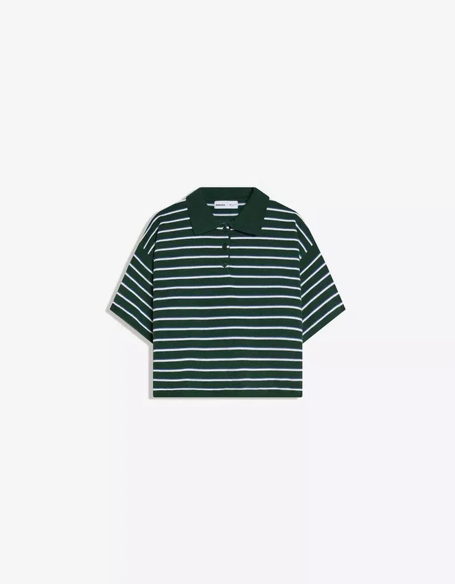 Jersey de cuello polo a rayas – Tops y bodies Jersey de cuello polo a rayas – Tops y bodies