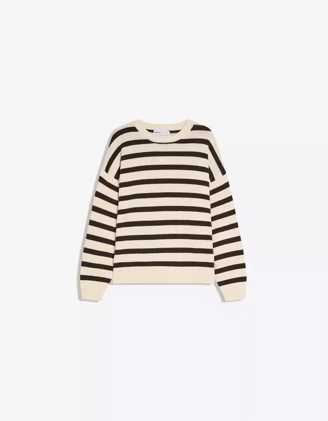 Jersey de cuello redondo a rayas Jersey de cuello redondo a rayas