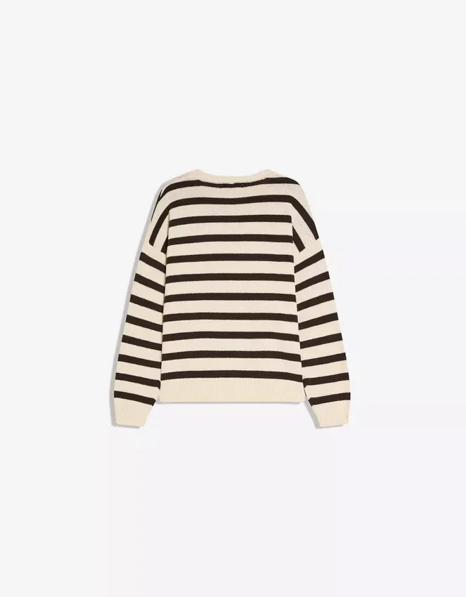 Jersey de cuello redondo a rayas Jersey de cuello redondo a rayas