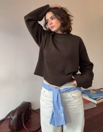 Jersey oversize de cuello redondo