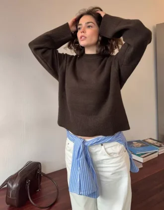 Jersey oversize de cuello redondo