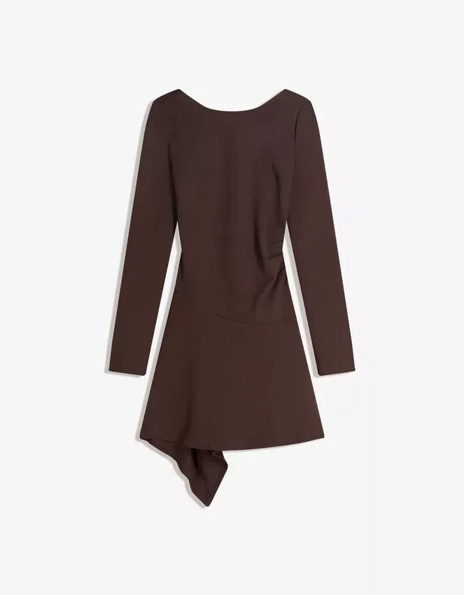 Minivestido asimétrico de manga larga con bajo acampanado – Vestidos y monos Minivestido asimétrico de manga larga con bajo acampanado – Vestidos y monos