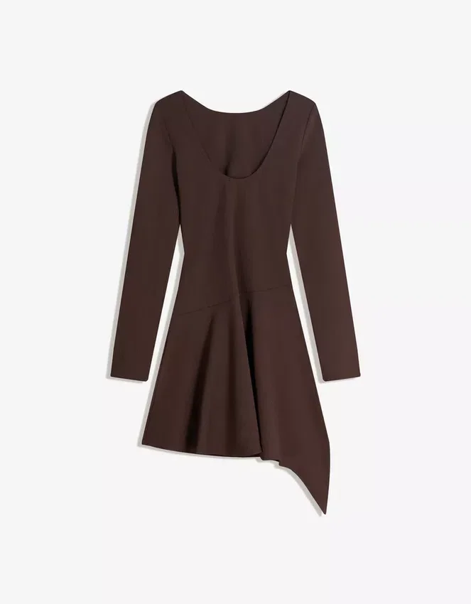 Minivestido asimétrico de manga larga con bajo acampanado – Vestidos y monos Minivestido asimétrico de manga larga con bajo acampanado – Vestidos y monos