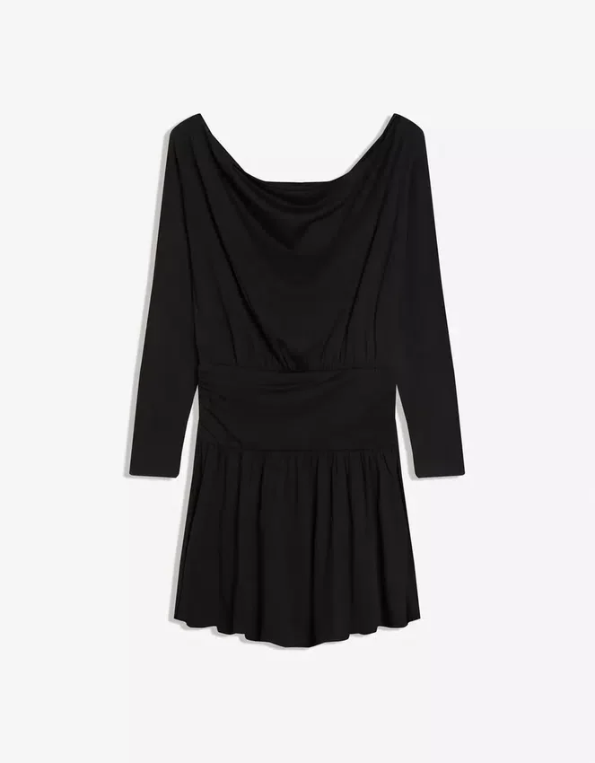 Minivestido de manga larga con fajín Minivestido de manga larga con fajín