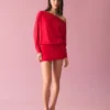 Minivestido de manga larga con falda entallada Minivestido de manga larga con falda entallada