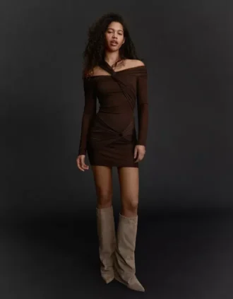 Minivestido de tul de manga larga con nudos – Vestidos y monos Minivestido de tul de manga larga con nudos – Vestidos y monos