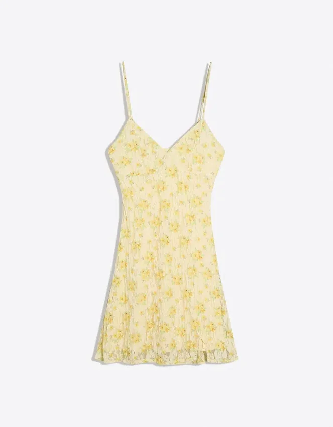 Minivestido floral de encaje Minivestido floral de encaje
