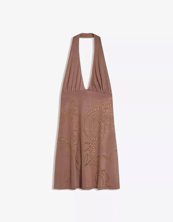 Minivestido halter con tachuelas Minivestido halter con tachuelas