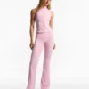 Pantalones acampanados técnicos con cintura remangada Pantalones acampanados técnicos con cintura remangada