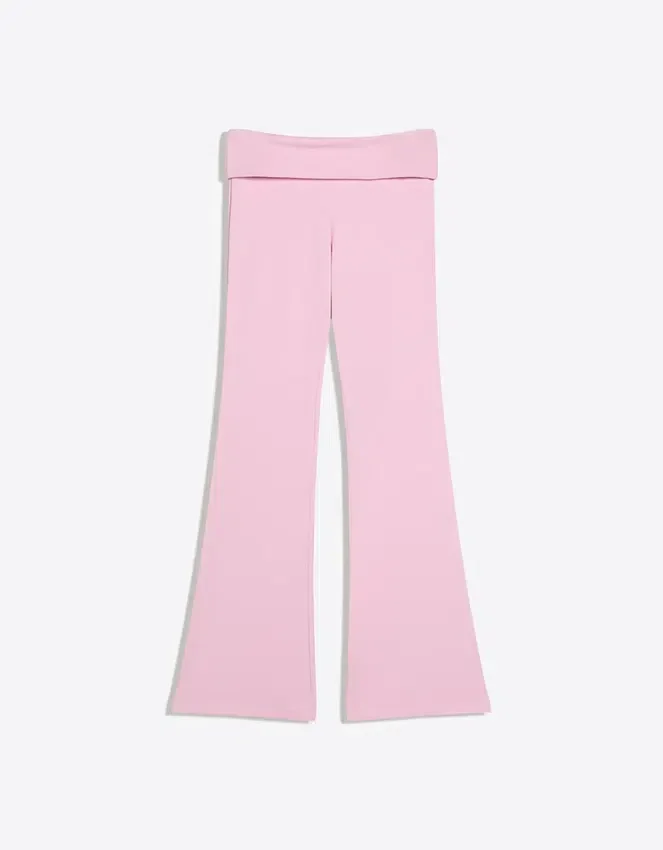 Pantalones acampanados técnicos con cintura remangada Pantalones acampanados técnicos con cintura remangada