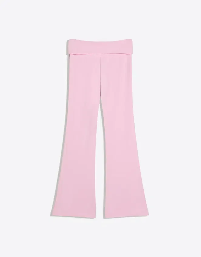 Pantalones acampanados técnicos con cintura remangada Pantalones acampanados técnicos con cintura remangada