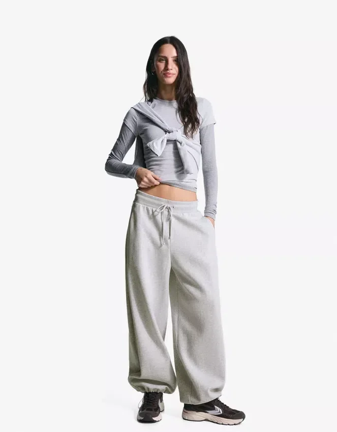 Pantalones bombachos de felpa con topes – Mujer Pantalones bombachos de felpa con topes – Mujer