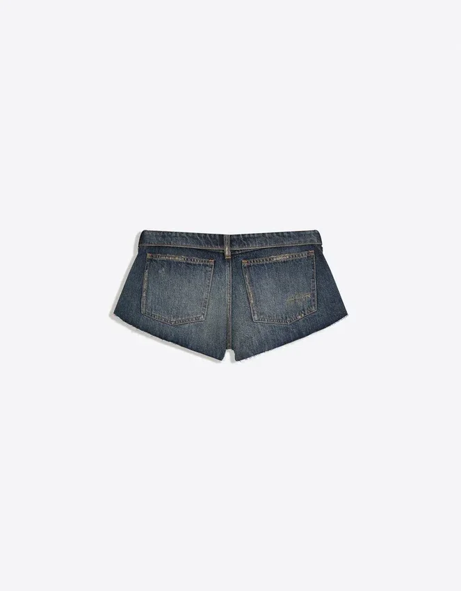 Pantalones cortos de Denim con cintura doblada Pantalones cortos de Denim con cintura doblada