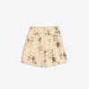 Pantalones cortos estampados de pierna ancha – Hombre
